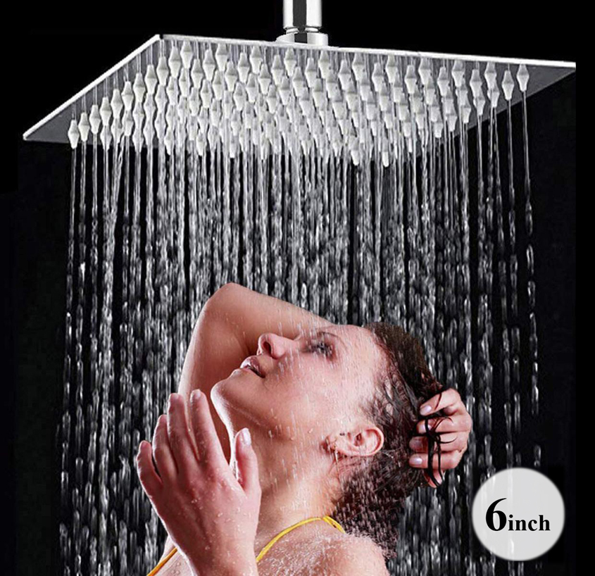 6" Stainless Steel Square Shower Head Rain Sprayer